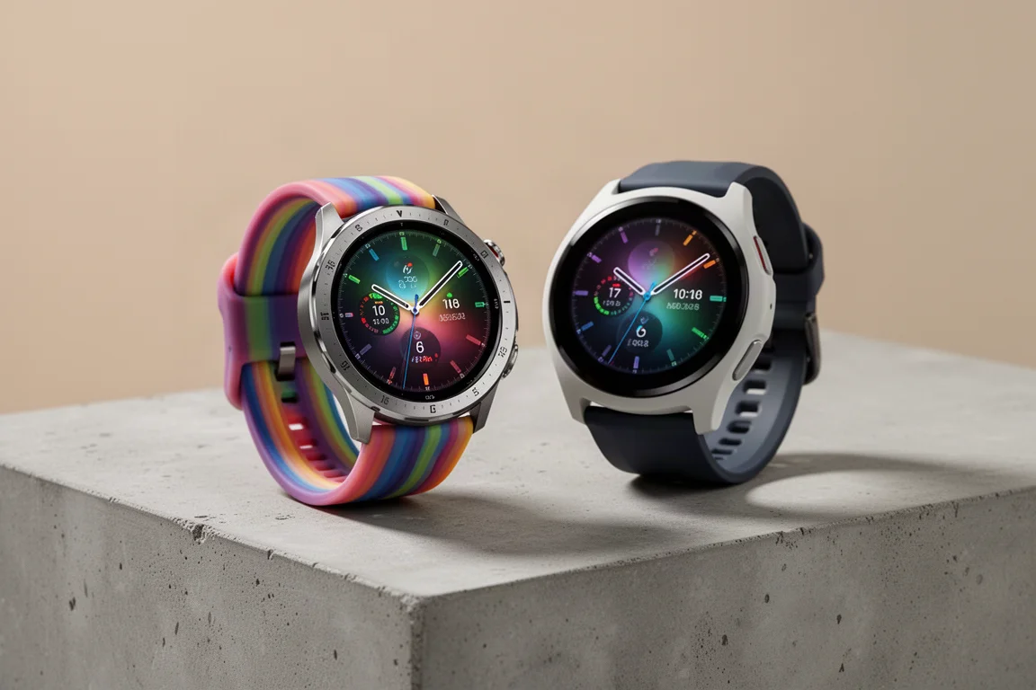 COROS PACE Pro and Garmin Forerunner 965 sports watches side by side on concrete