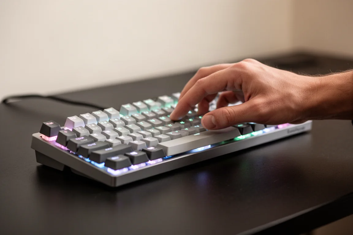 手指按壓具 RGB 背光的薄型鍵盤按鍵