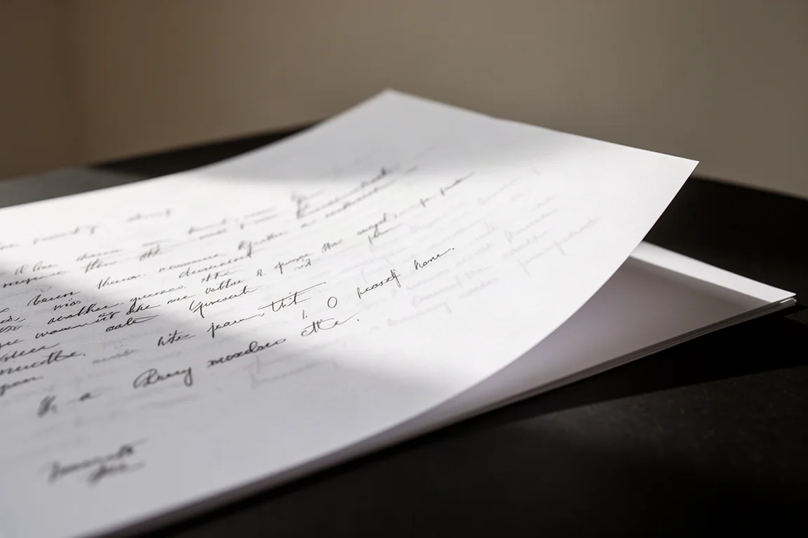 Back of a handwritten page held up showing minimal show-through