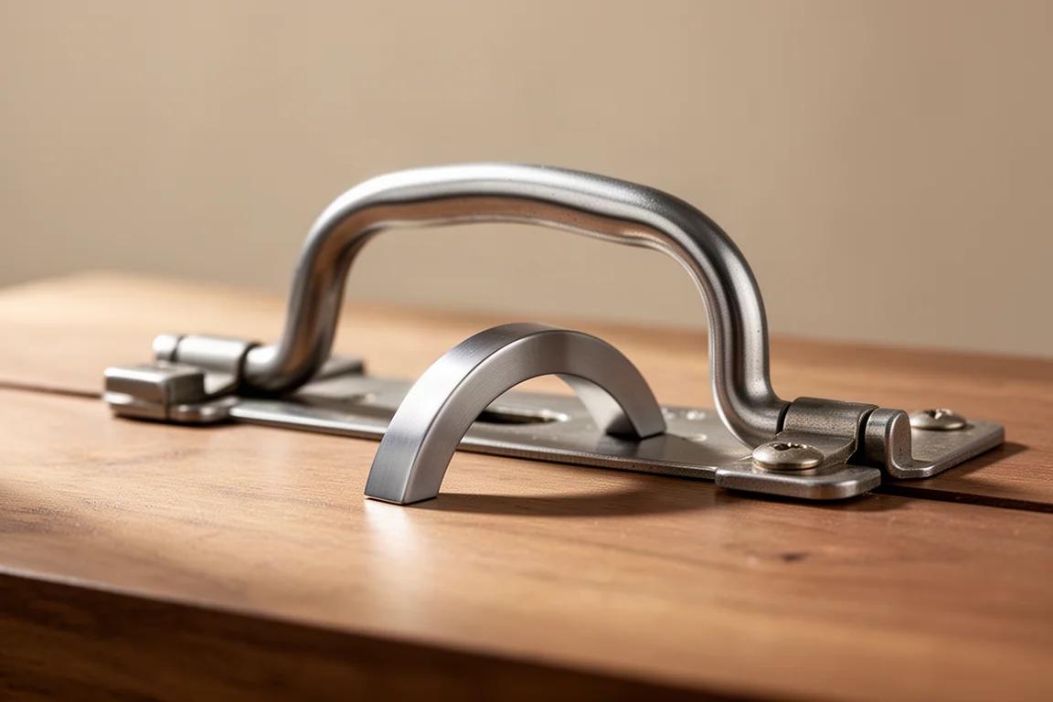 Titanium pry bar used as a fulcrum under the handle of a stuck metal latch
