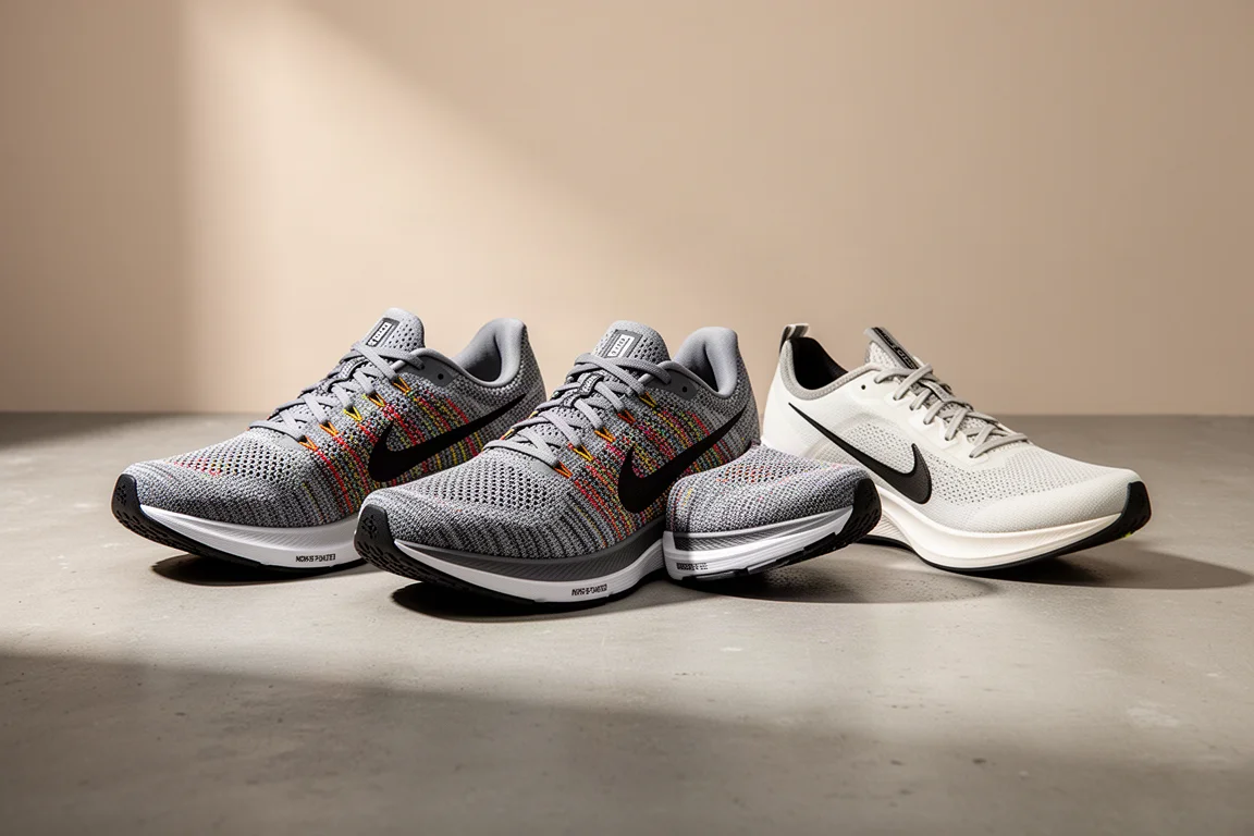 Three Craft CTM running shoes lined up on a concrete surface