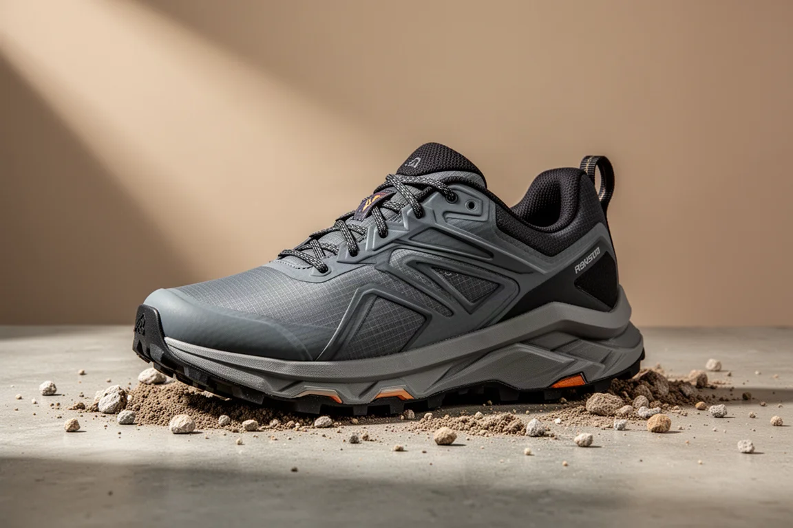 Craft Pure Trail X trail running shoe on a concrete surface with gravel