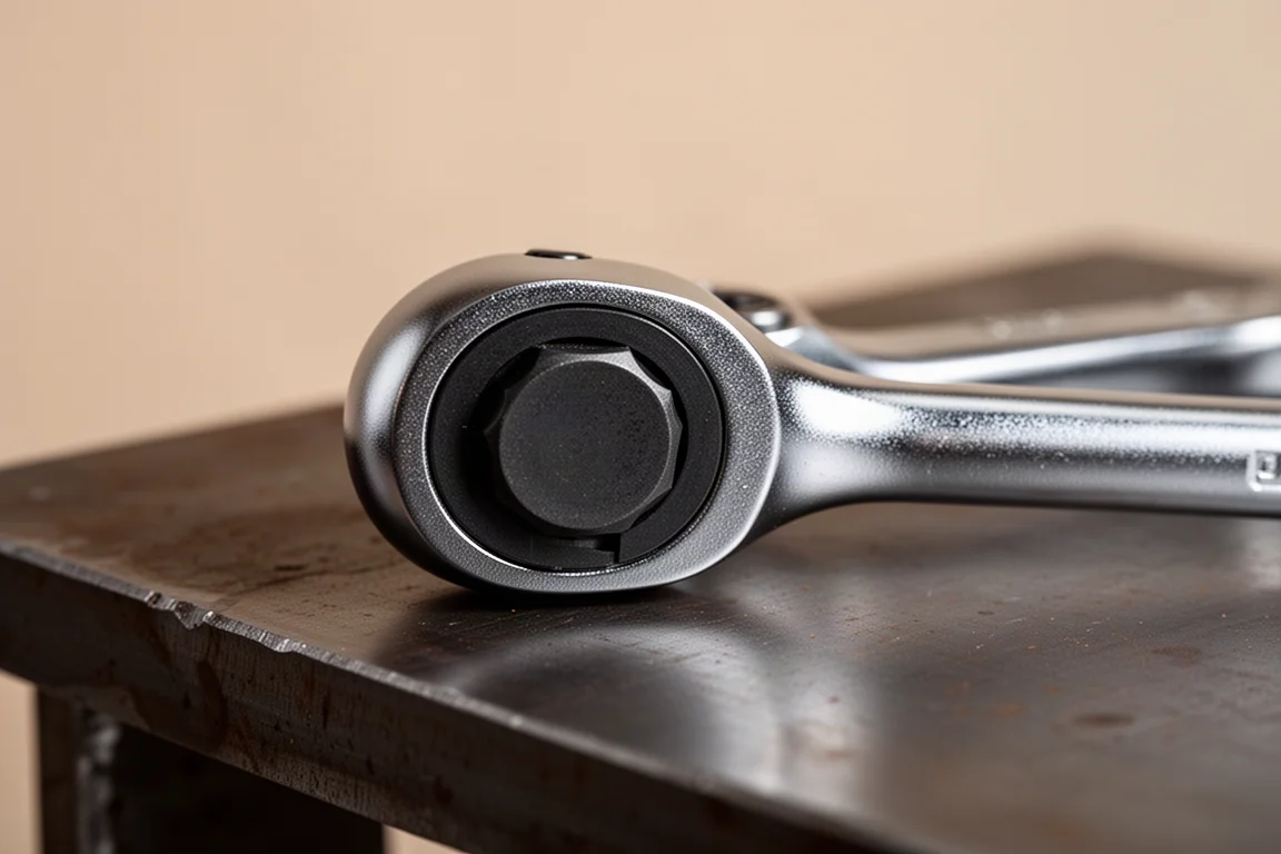 Ratchet head underside shown with no visible access point for servicing