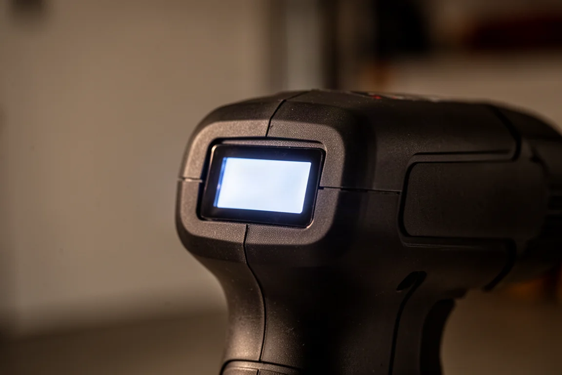 無線打氣機上的 LED 氣壓顯示屏特寫