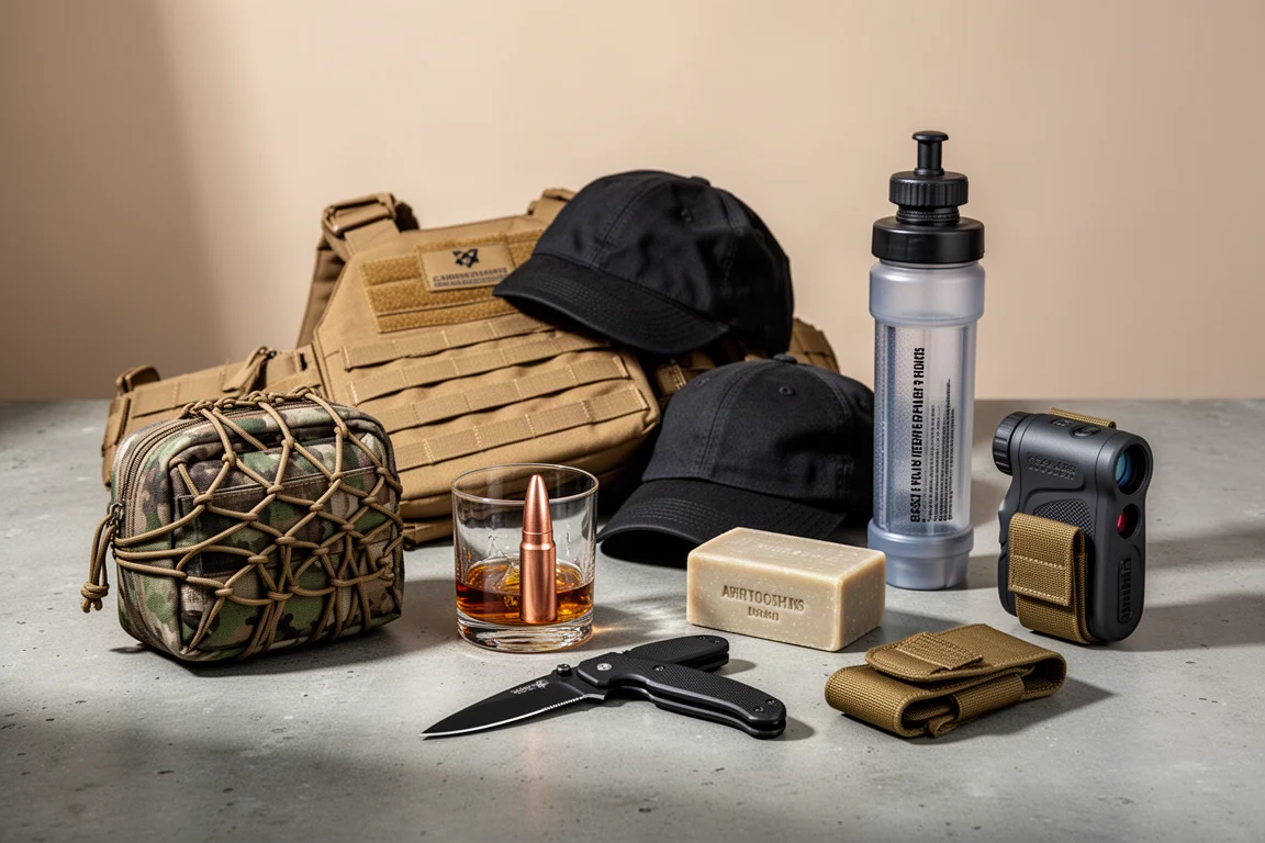 Crate Club Winter 2024 General box gear items arranged on a concrete surface