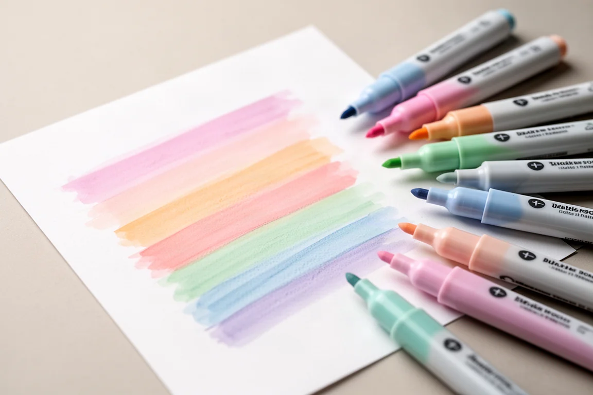 Künstler testet Dual-Tip Alcohol Marker auf einer Papierseite