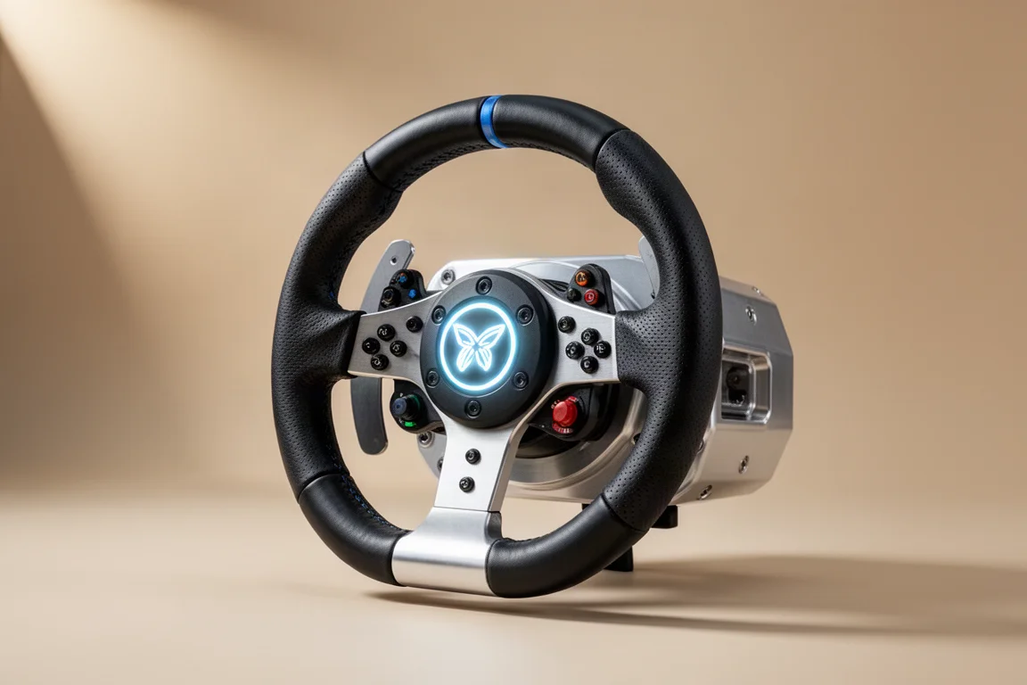 アルミニウム構造とイルミネーションロゴを備えたCube Controls Astraシムレーシングホイール