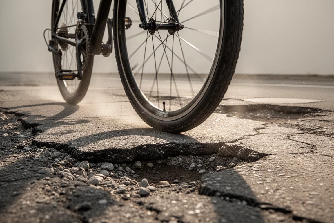 Detal głębokiej karbonowej obręczy koła z wpuszczoną zaślepką zaworu