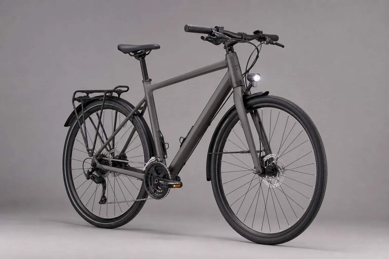 Collection of touring bicycles in various styles on neutral backdrop