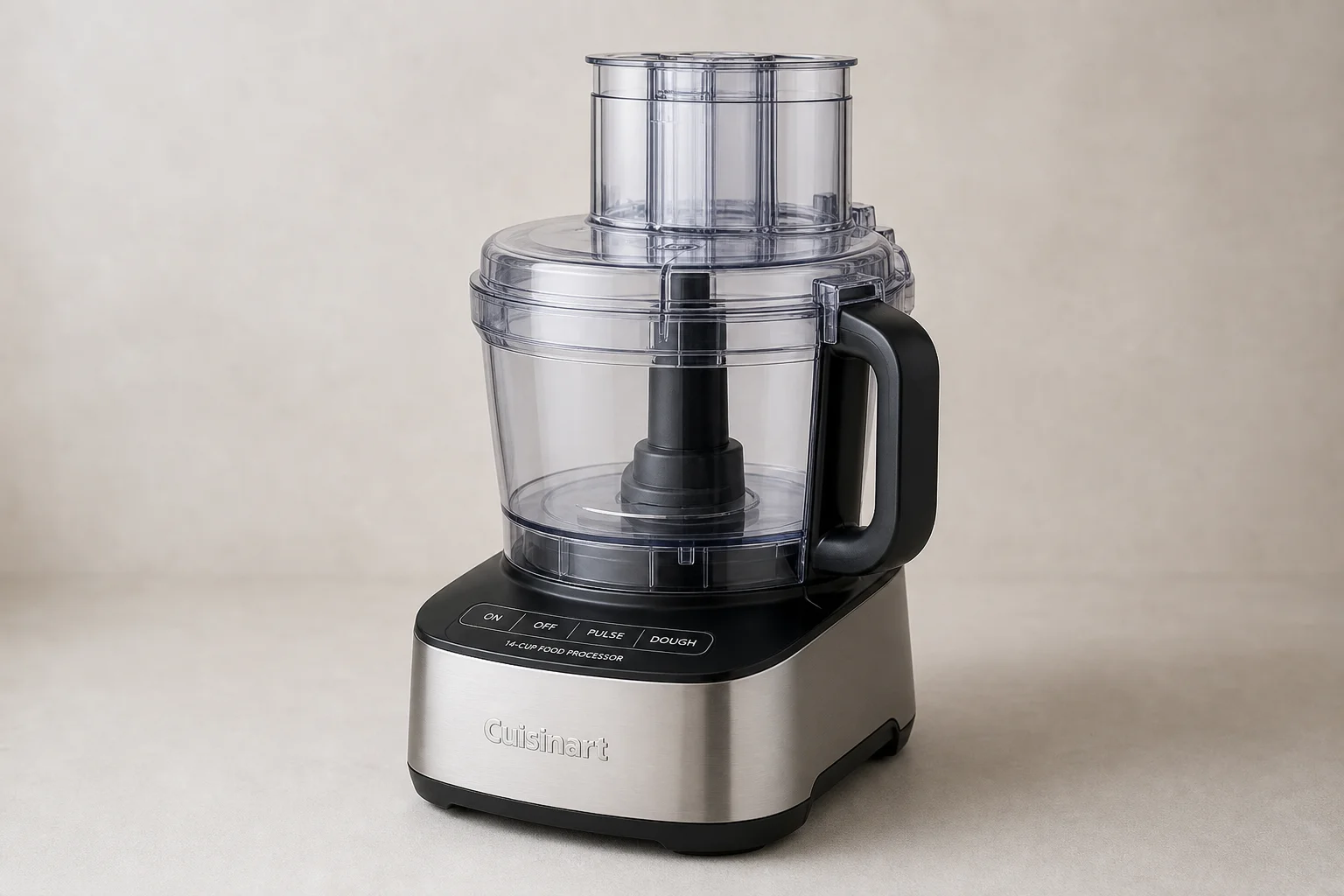 Small and large Cuisinart food processors side by side showing size comparison
