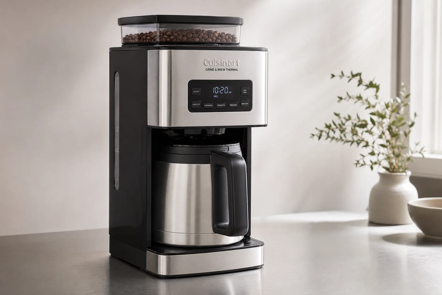 Cinque macchine da caffè disposte in fila su una superficie in cemento
