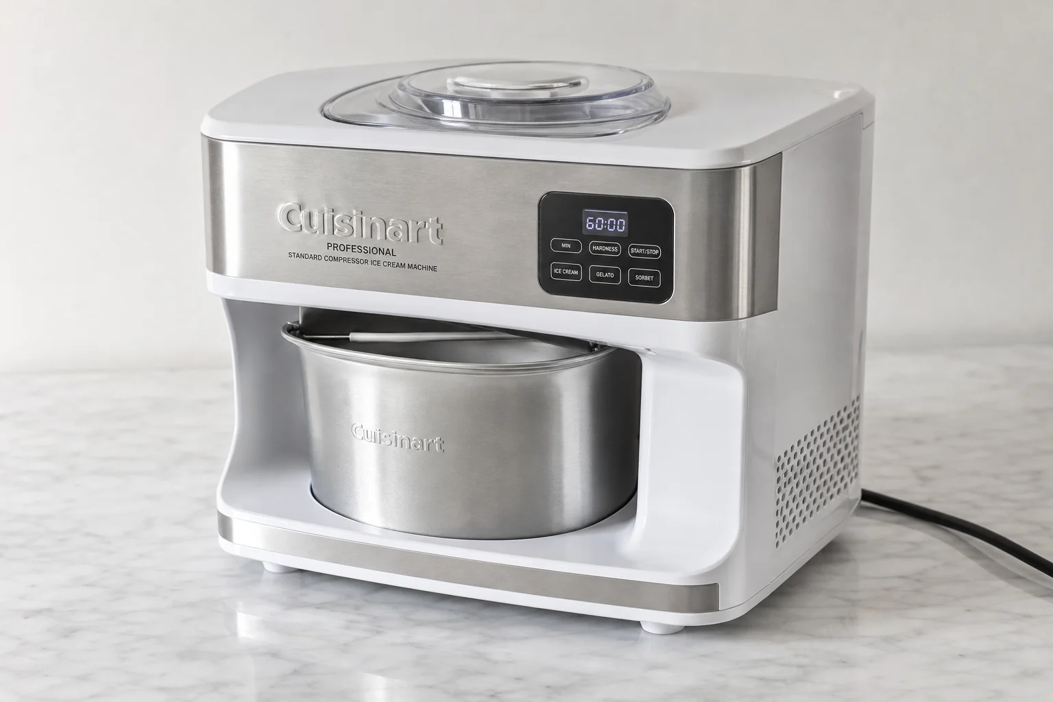 Cuisinart Professional Standard Compressor Ice Cream Machine on neutral backdrop