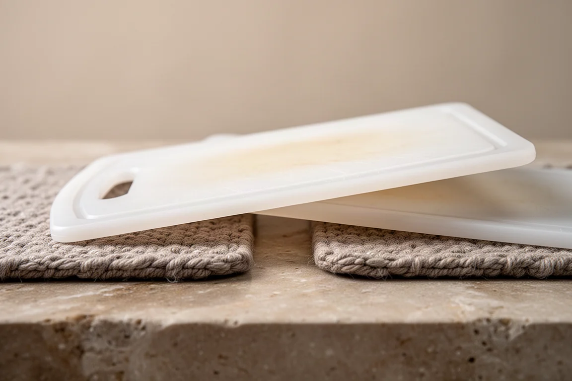 A cutting board rocking unevenly on a thick stabilizing mat