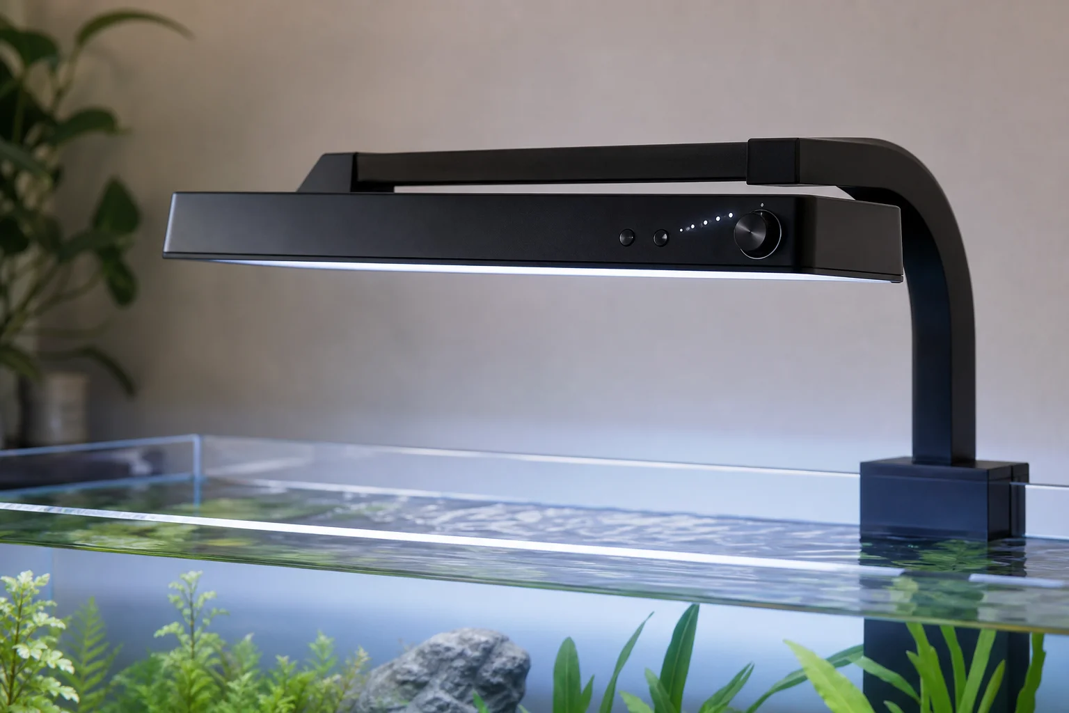 Aquarium LED light fixture with adjustable intensity controls