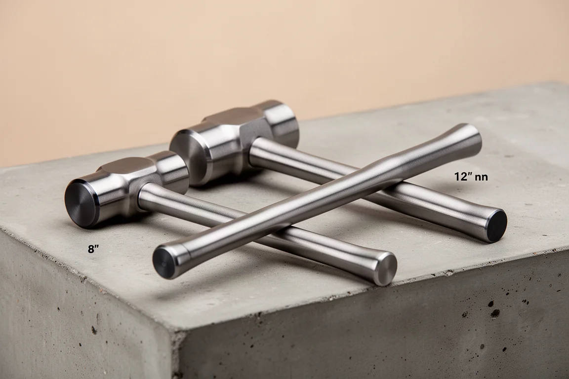Zwei Titanium-Hämmer unterschiedlicher Länge auf einer Betonoberfläche