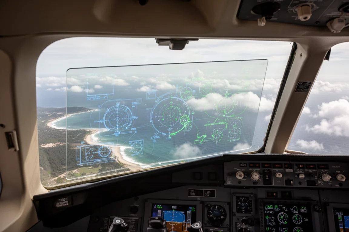 Glass cockpit display showing system status pages during cruise flight