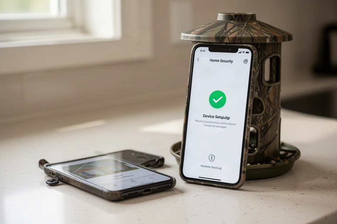 Écran de smartphone montrant l'appairage réussi de l'application de la mangeoire