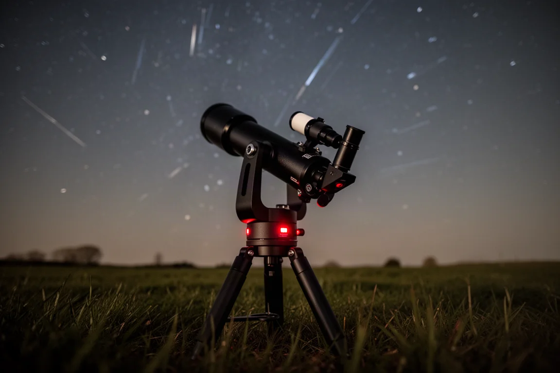 Telescope tracking mount running an imaging session at night