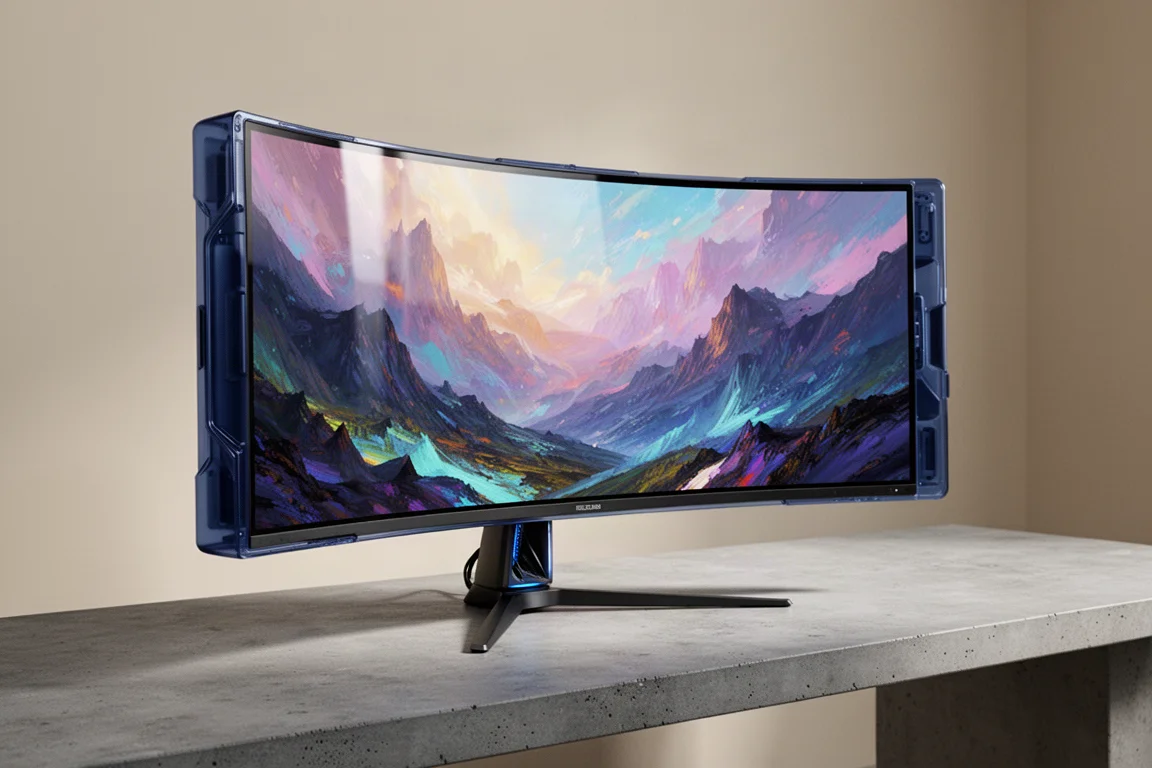 Dell Alienware AW3926QW 39-inch curved ultrawide OLED monitor on a desk