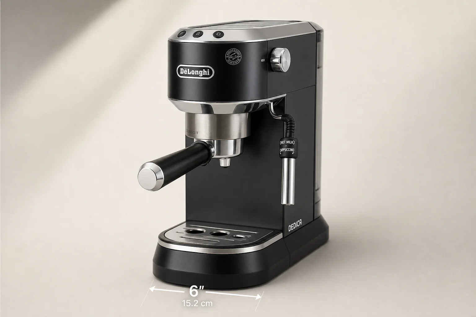 Breville and De'Longhi espresso machines side by side showing design contrast