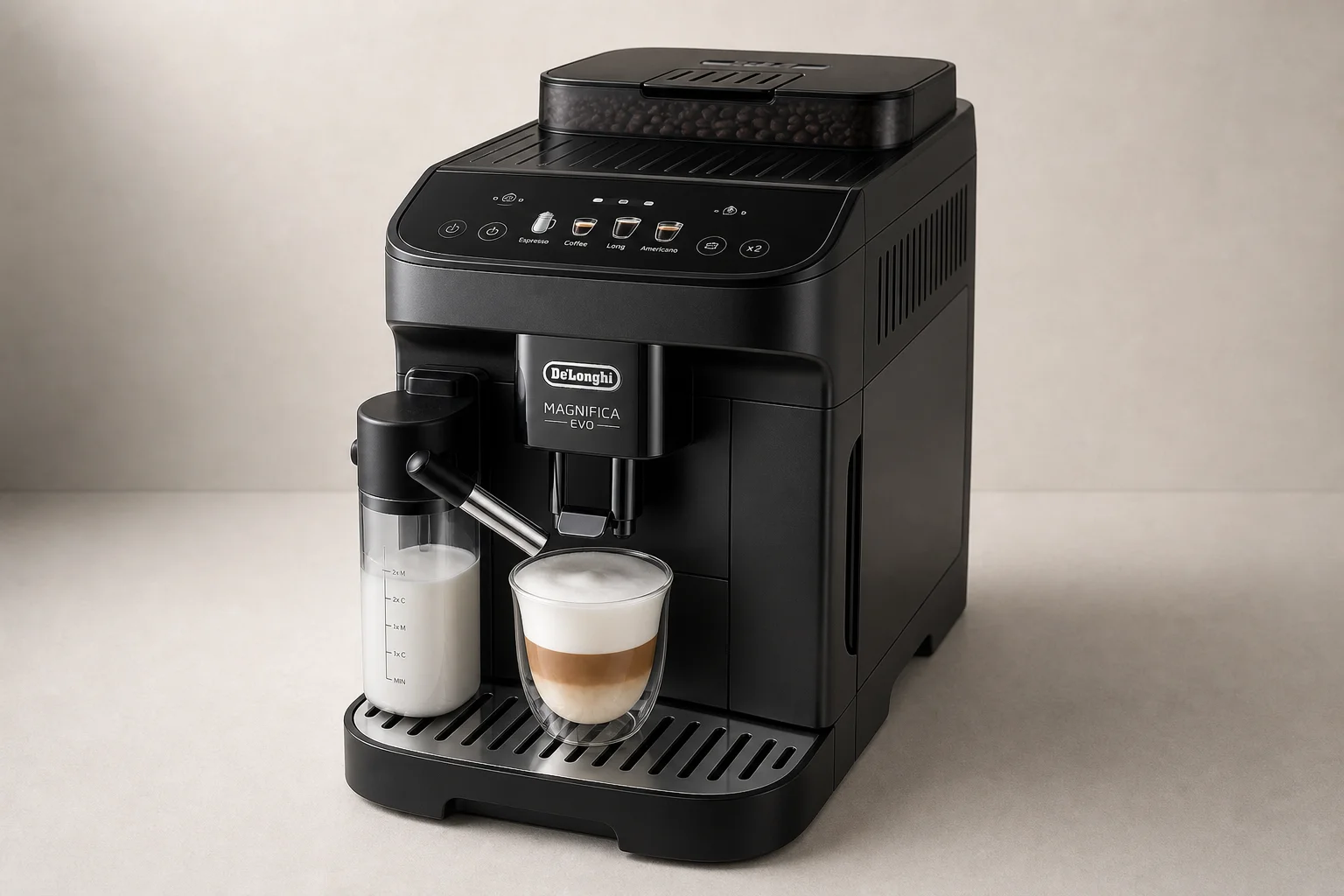 Breville and De'Longhi espresso machines side by side showing design contrast
