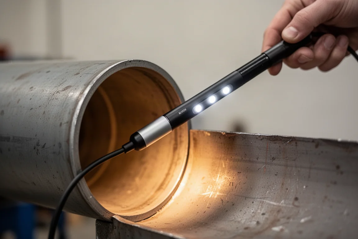 Endoscoopsensor die een donkere buis wordt ingevoerd