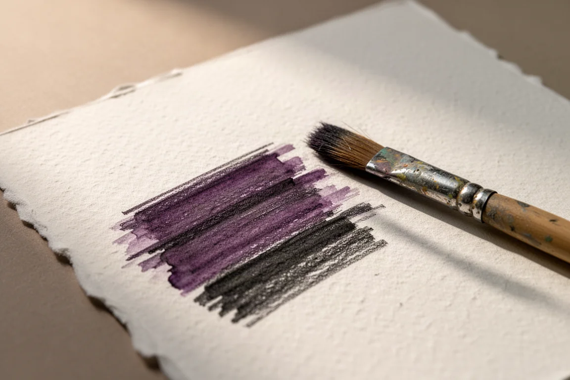 Primer plano de la textura de papel de acuarela con trazos de lápiz superpuestos