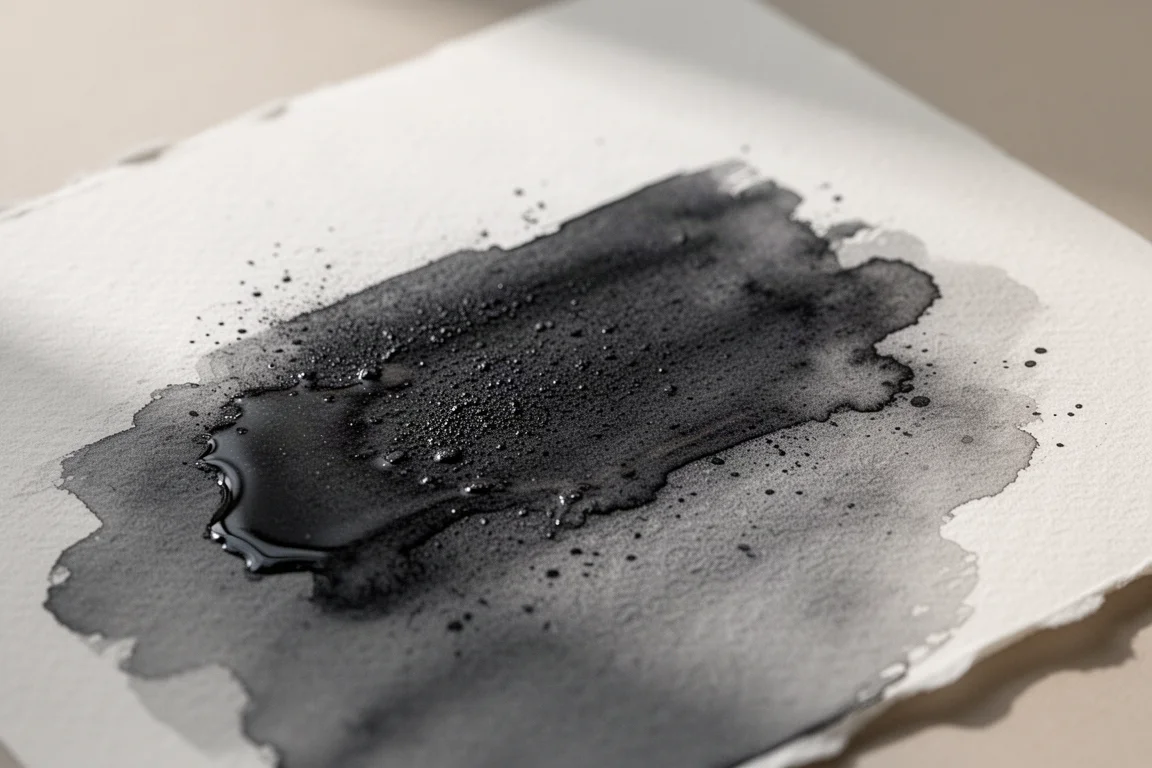 Feuchtes Kohlefeld vermischt sich zu einer satteren Farbe auf Aquarellpapier