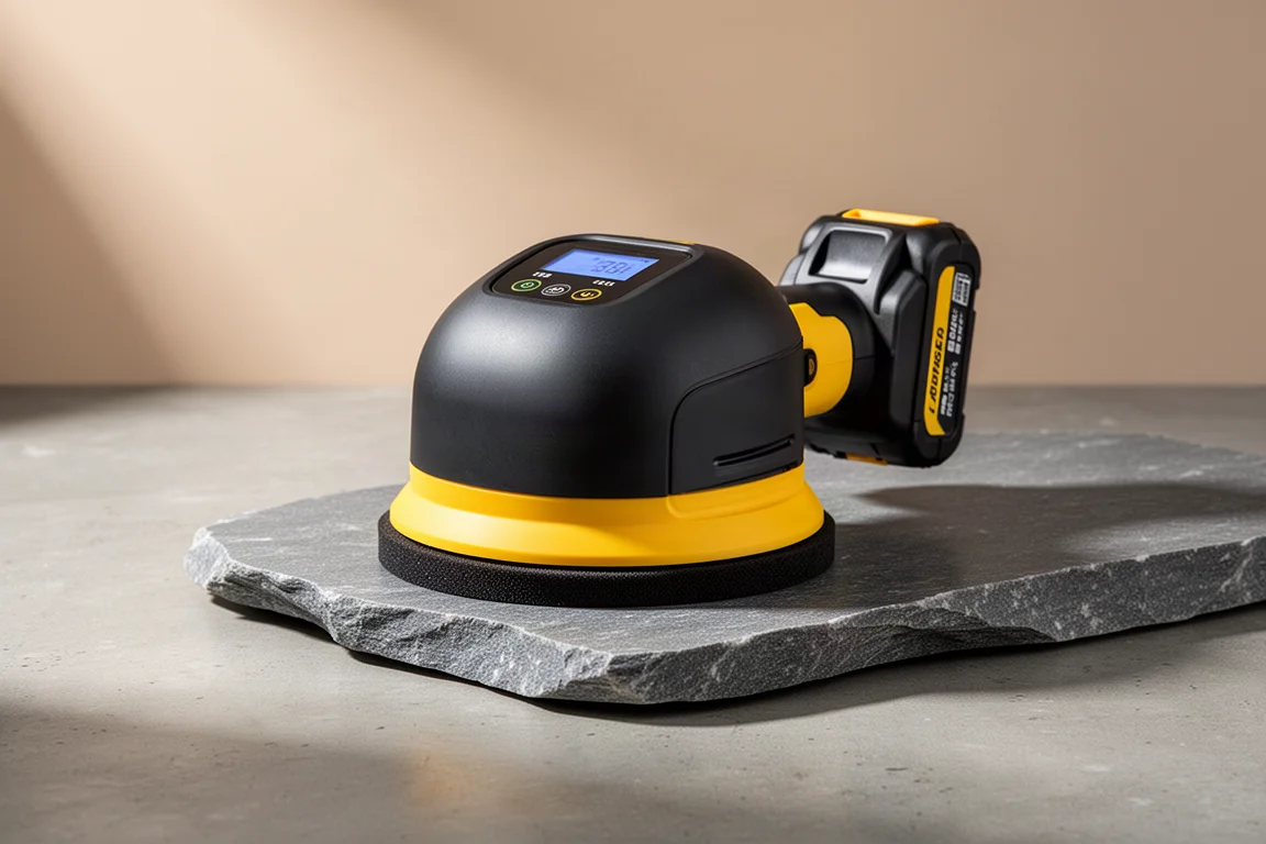 DeWalt 20V Grabo Lifter suction tool resting on a grey stone slab
