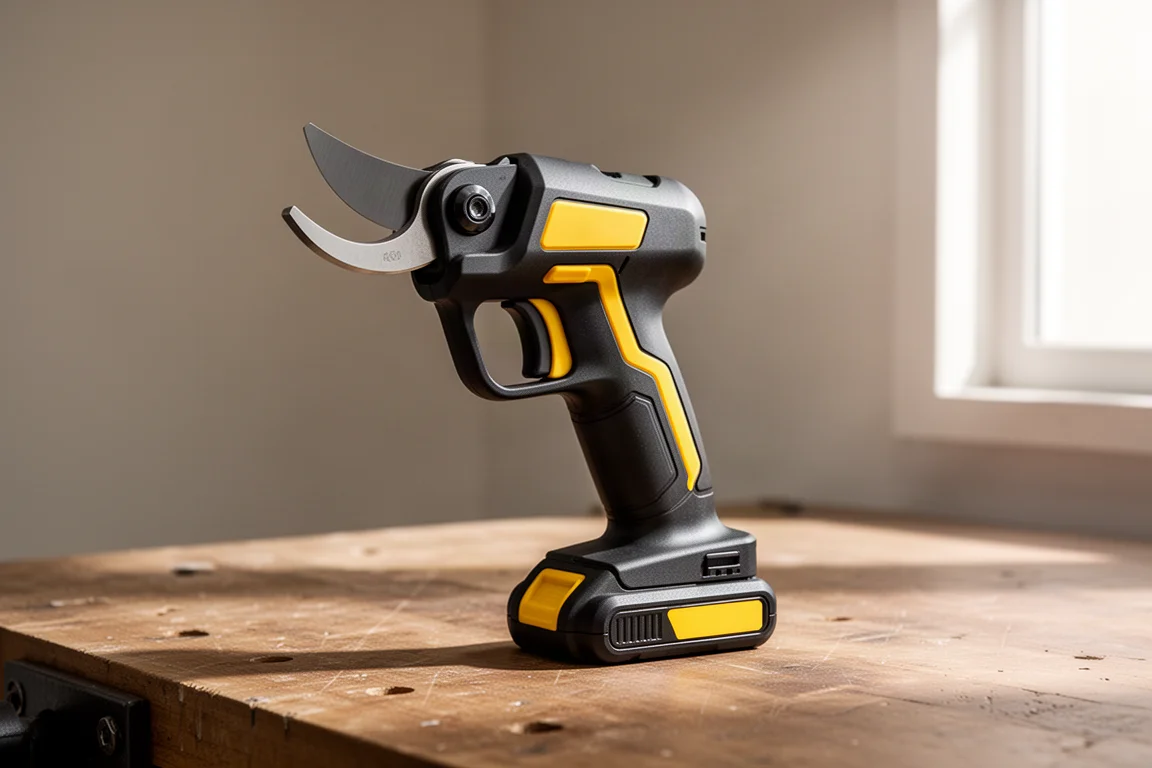 DeWalt 20V Max Cordless Pruner auf einer hölzernen Werkbank