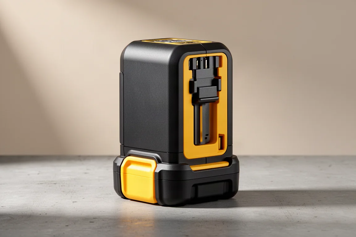 DeWalt DCBP520 PowerStack Akku auf einer Betonoberfläche stehend