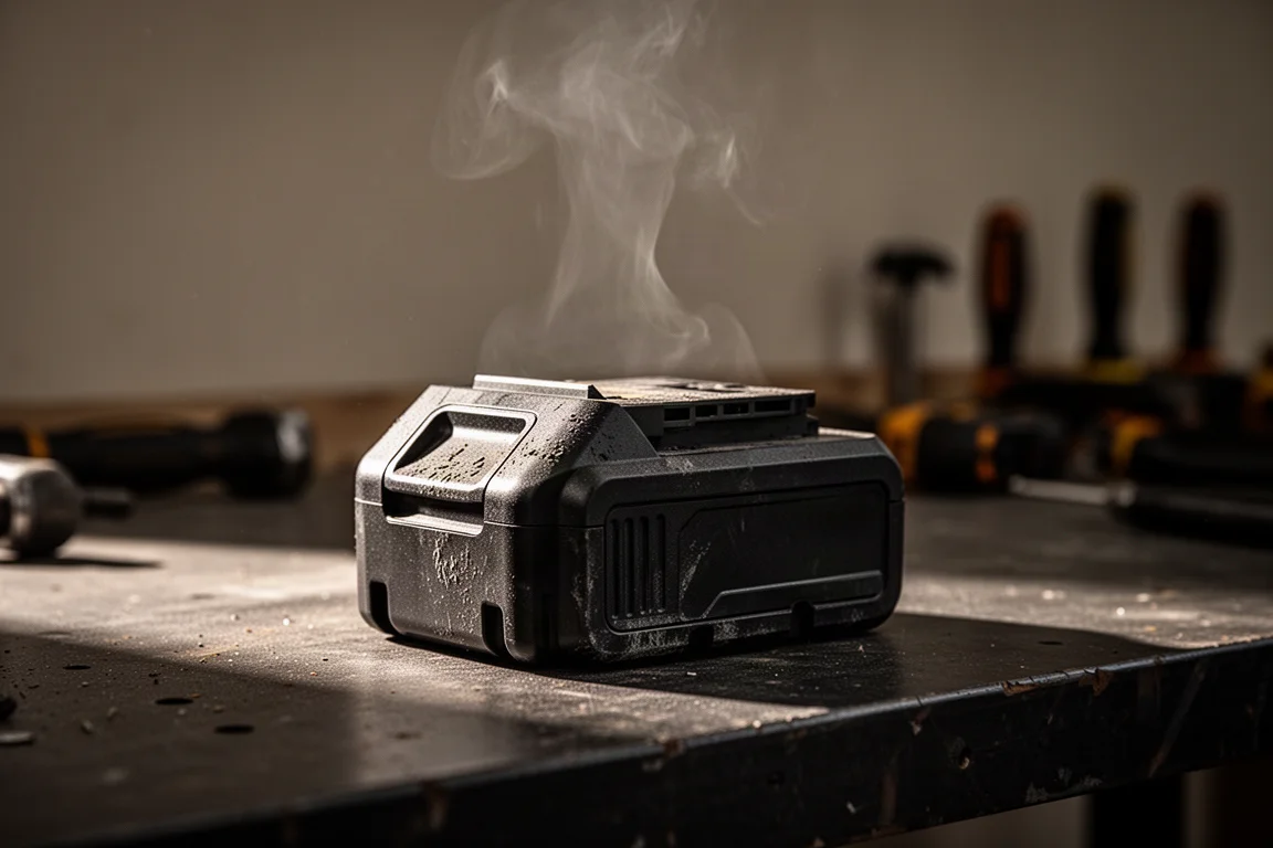 Établi avec une batterie refroidie après un test de décharge intensif