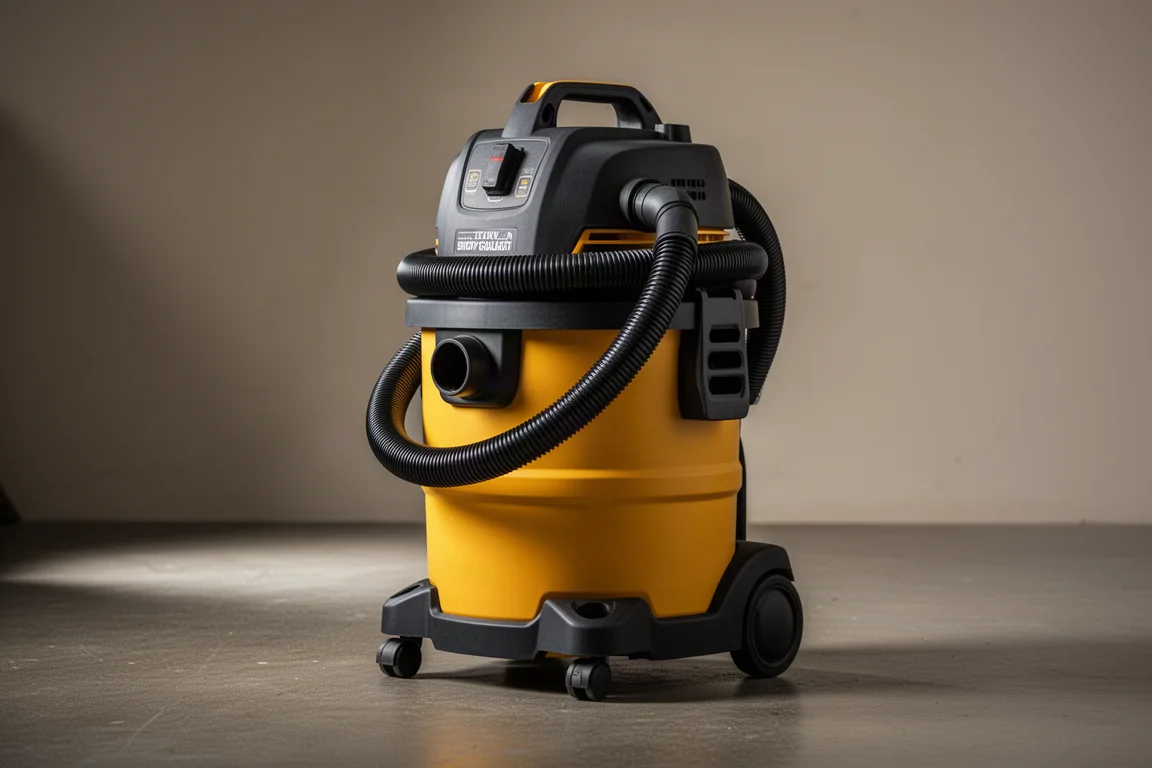 DeWalt StealthSonic 12 gallon wet/dry shop vacuum on a concrete workshop floor