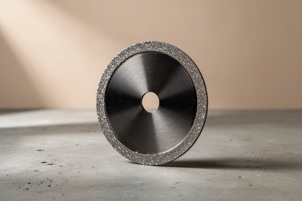 Diablo 3-inch diamond rim cut-off blade standing on a concrete surface