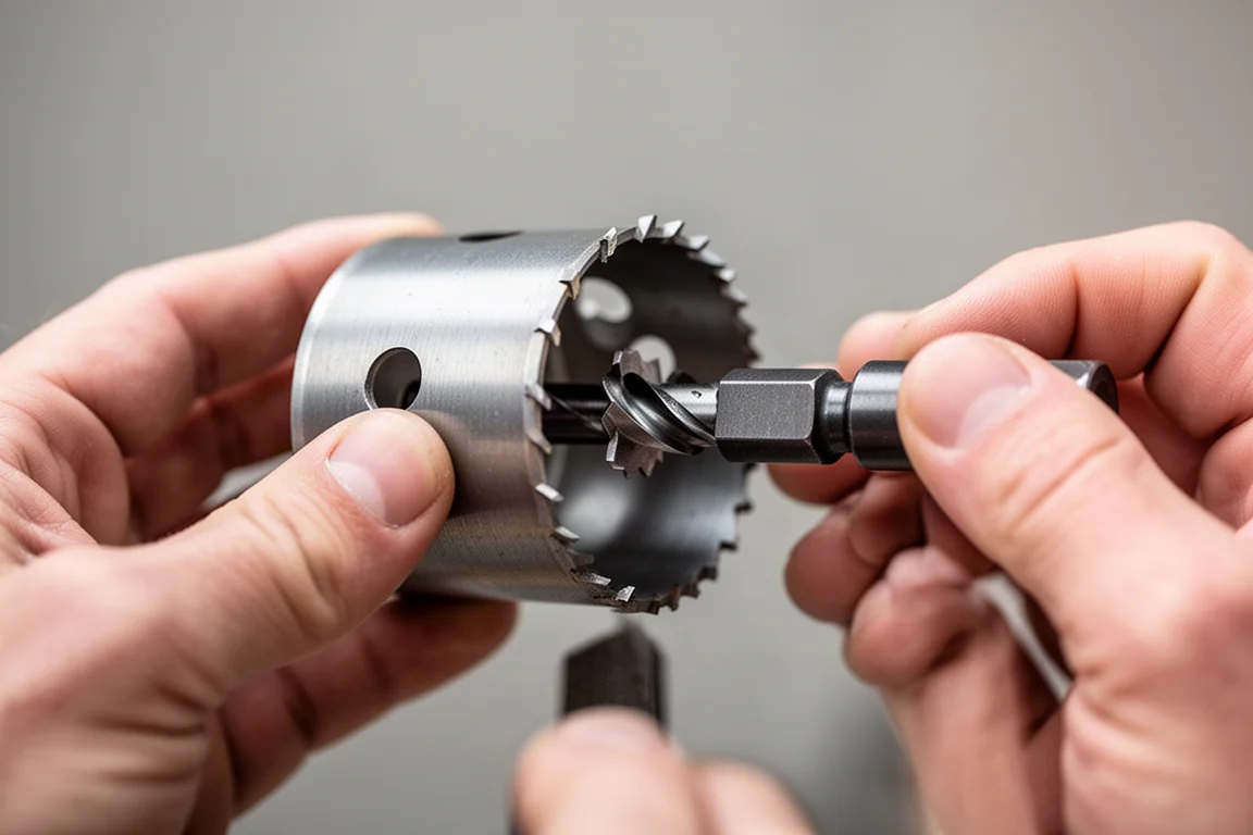 Hand snapping a hole saw cup into a mandrel arbor