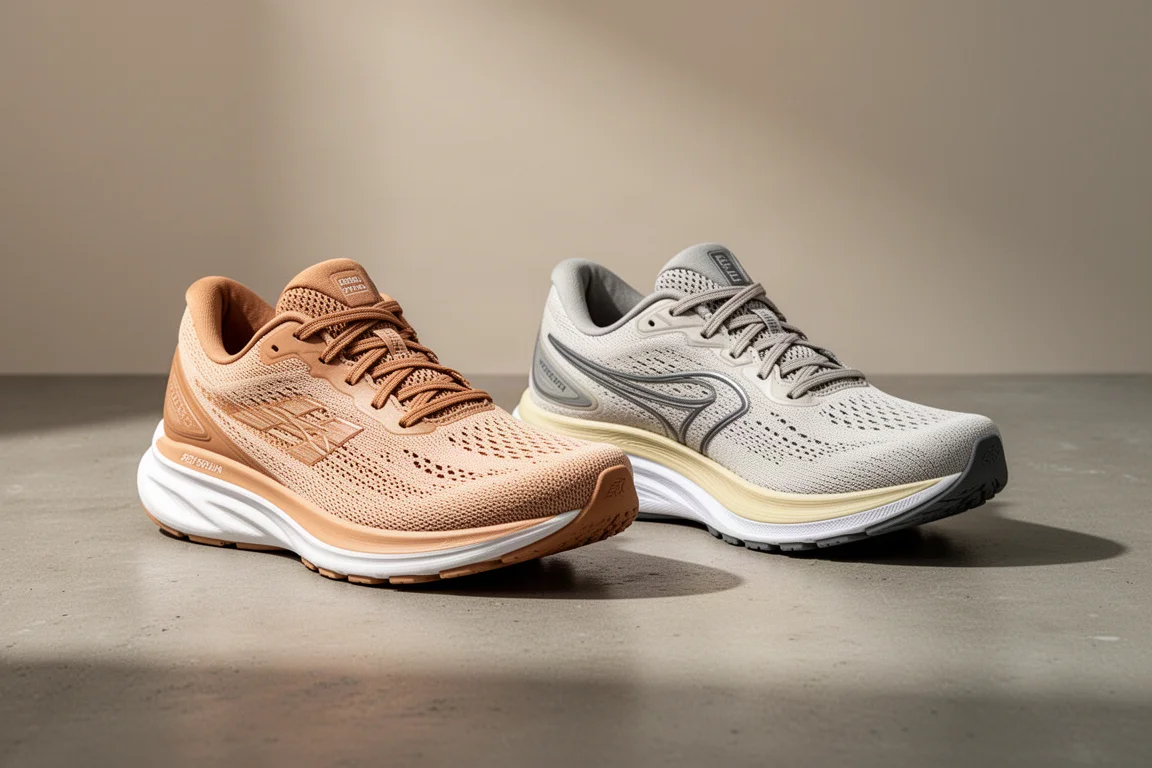 Scarpe da running Diadora Chio 2 e Vigor V affiancate su una superficie in cemento