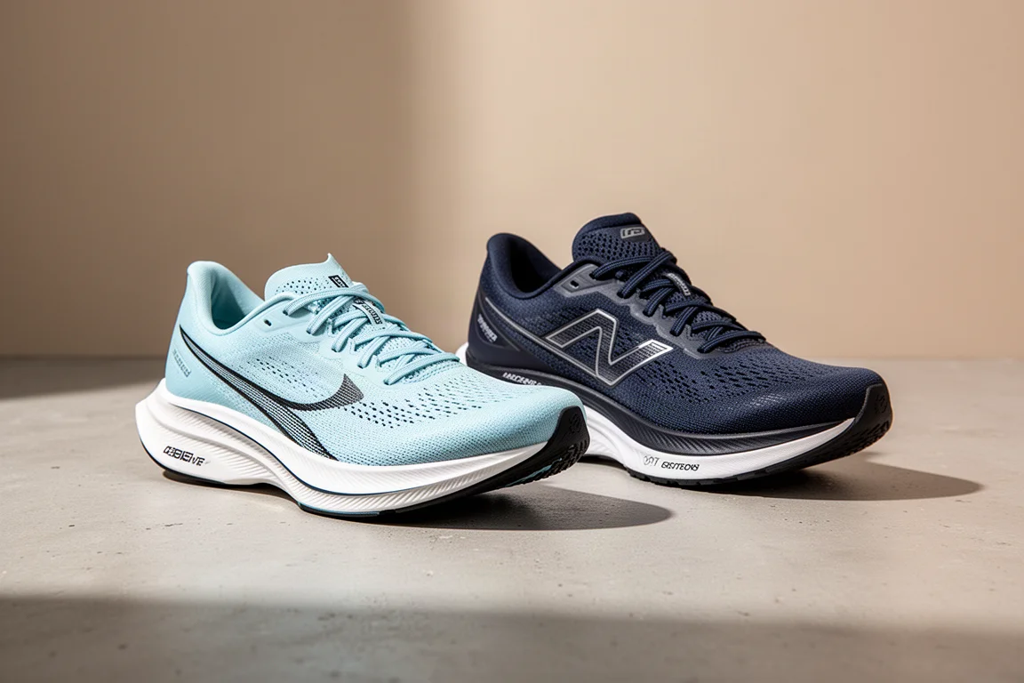 Diadora Gara Carbon 2 racing shoe and Diadora Nucleo 2 trainer side by side on concrete