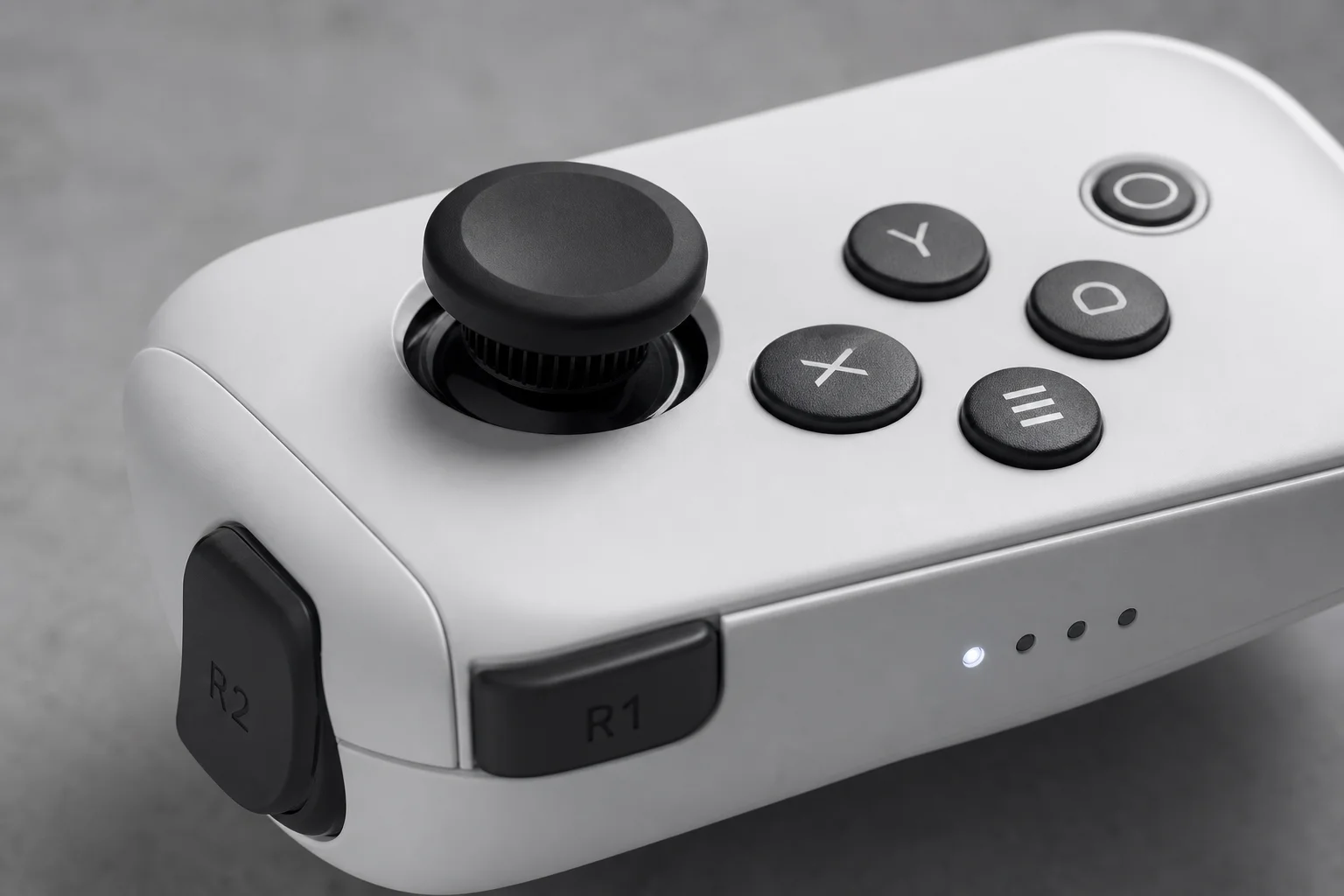 Close-up of motion controller joystick and trigger buttons