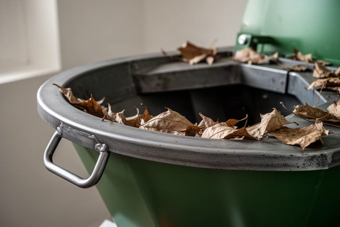 Close-up of a large top hopper opening on a chipper shredder