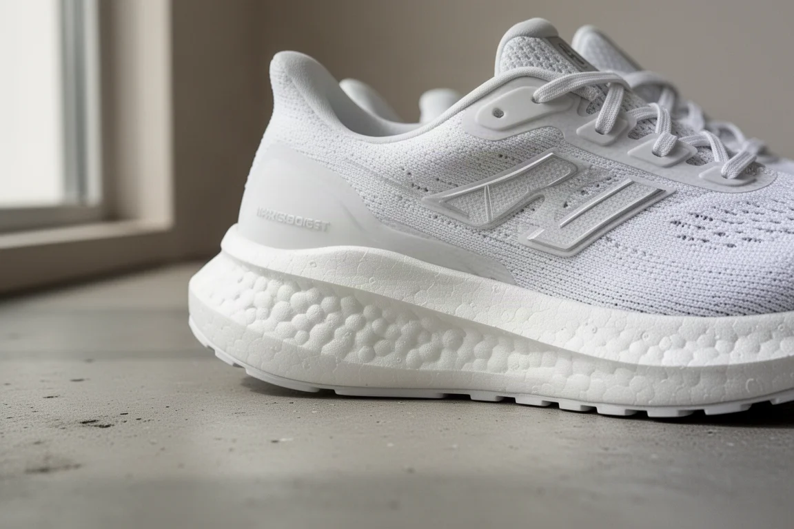  maximal-cushion running shoe 厚实泡棉中底的特写
