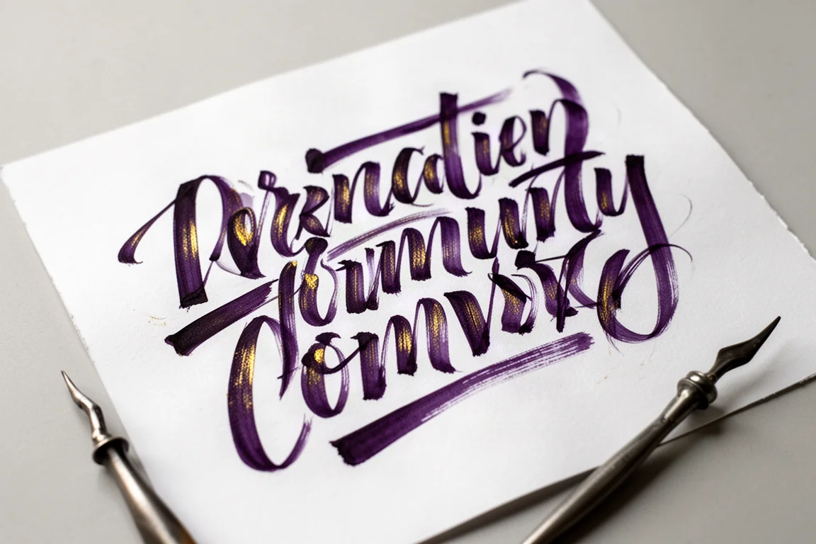 Calligraphy strokes showing thick and thin line variation on white paper