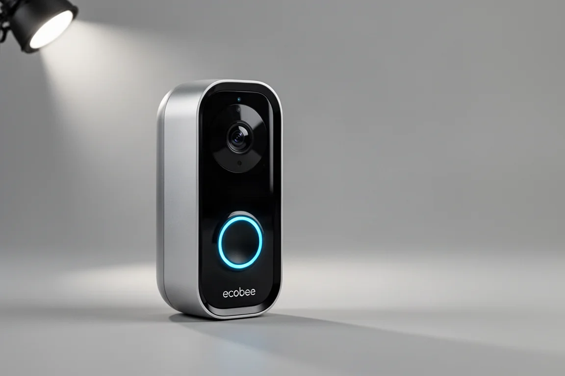 コンクリートの表面に配置されたEcobee、Wyze、Yuiの3つのビデオドアベル