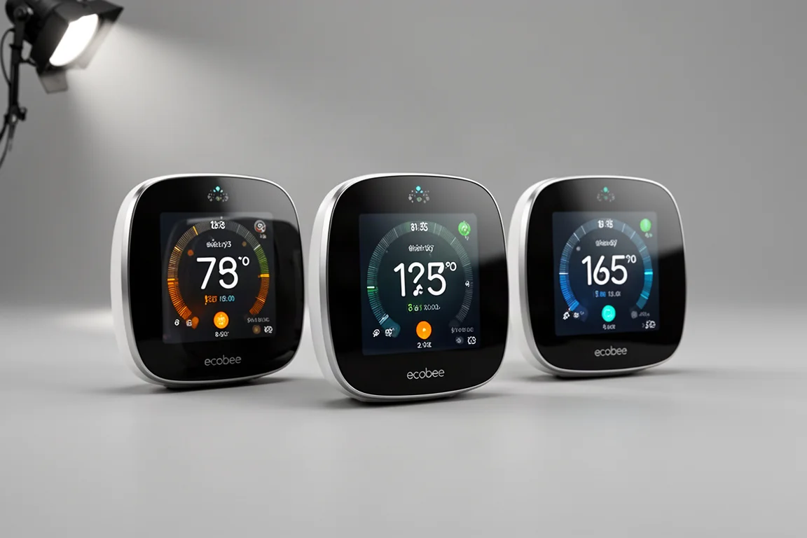 Smart home energy monitoring devices arranged on a concrete surface