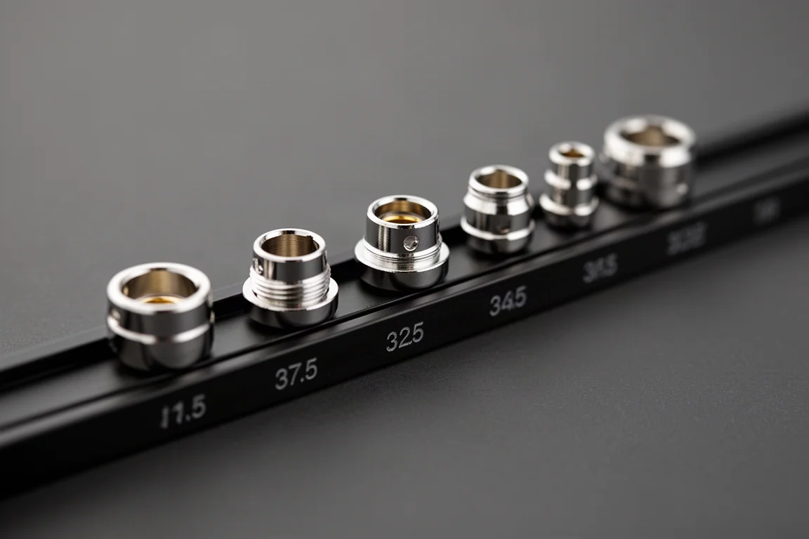 Close-up of chrome sockets arranged on a magnetic rail