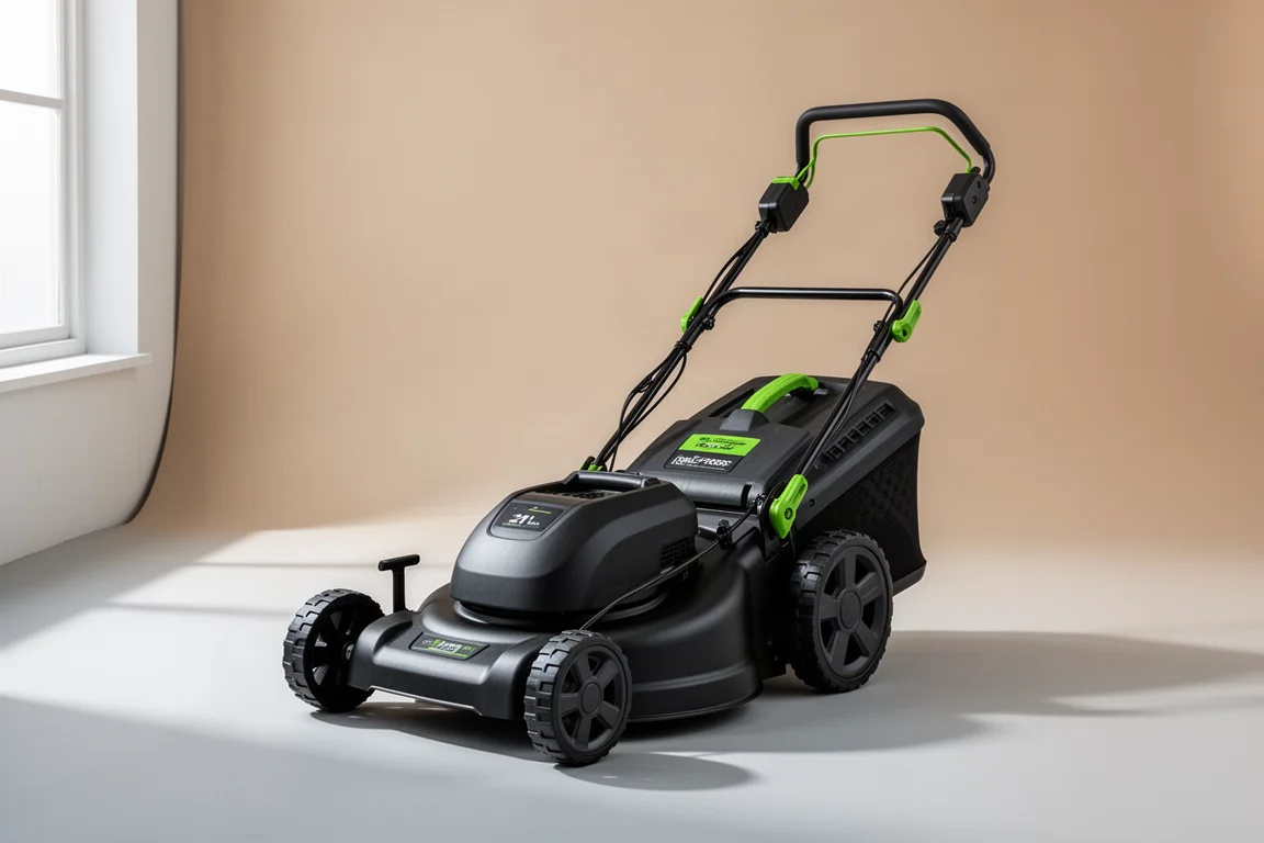 Cortador de grama com tração própria a bateria EGO LM2125SP sobre um fundo neutro