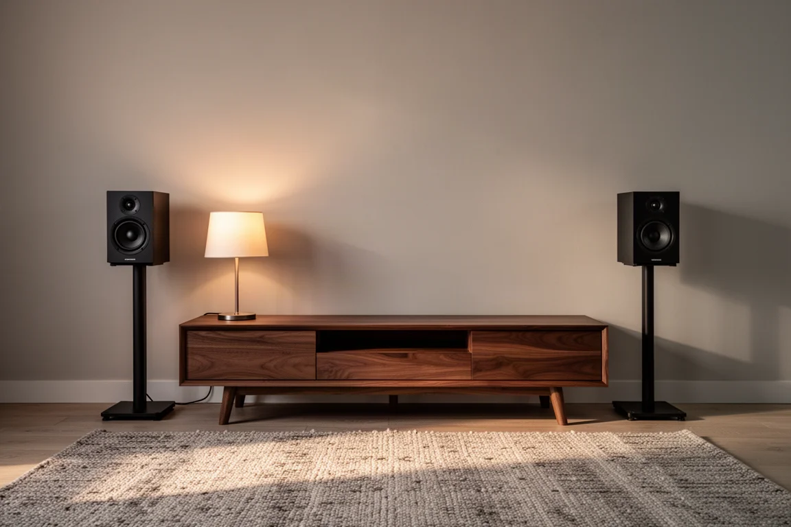 Detailopname van een geweven vezel conus en metalen dome-tweeter in een matte baffle