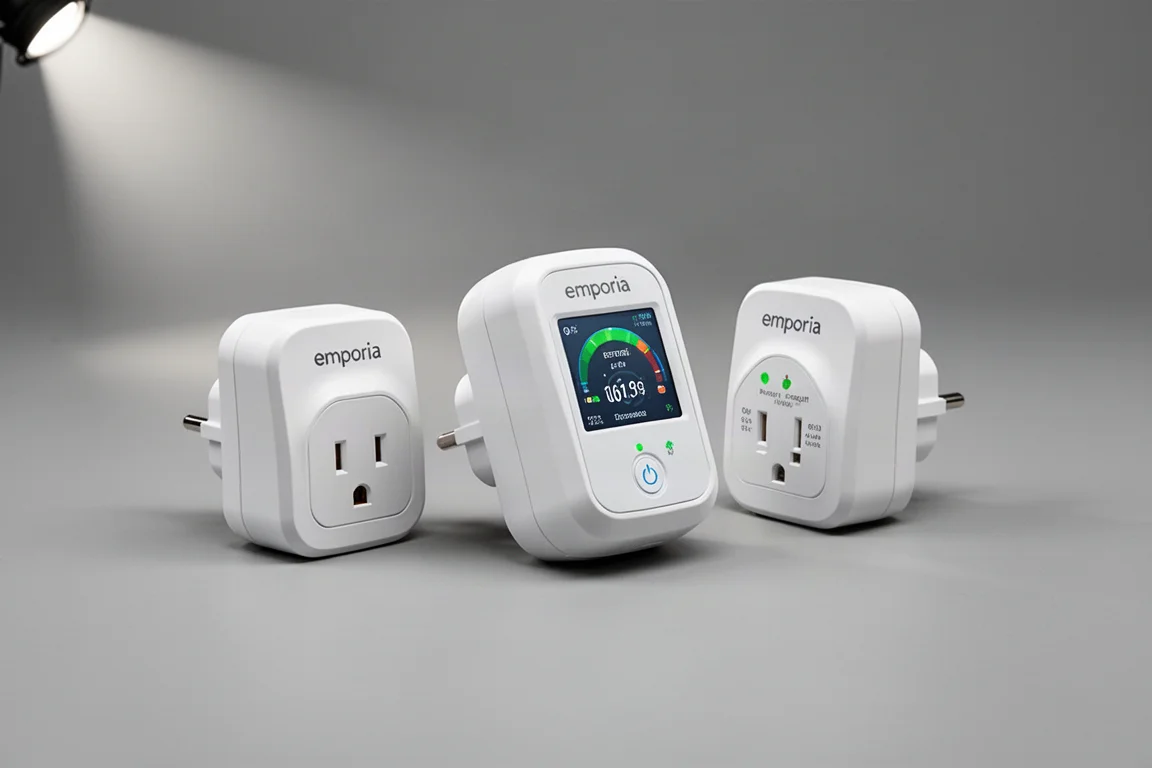 Smart home energy monitoring devices arranged on a concrete surface