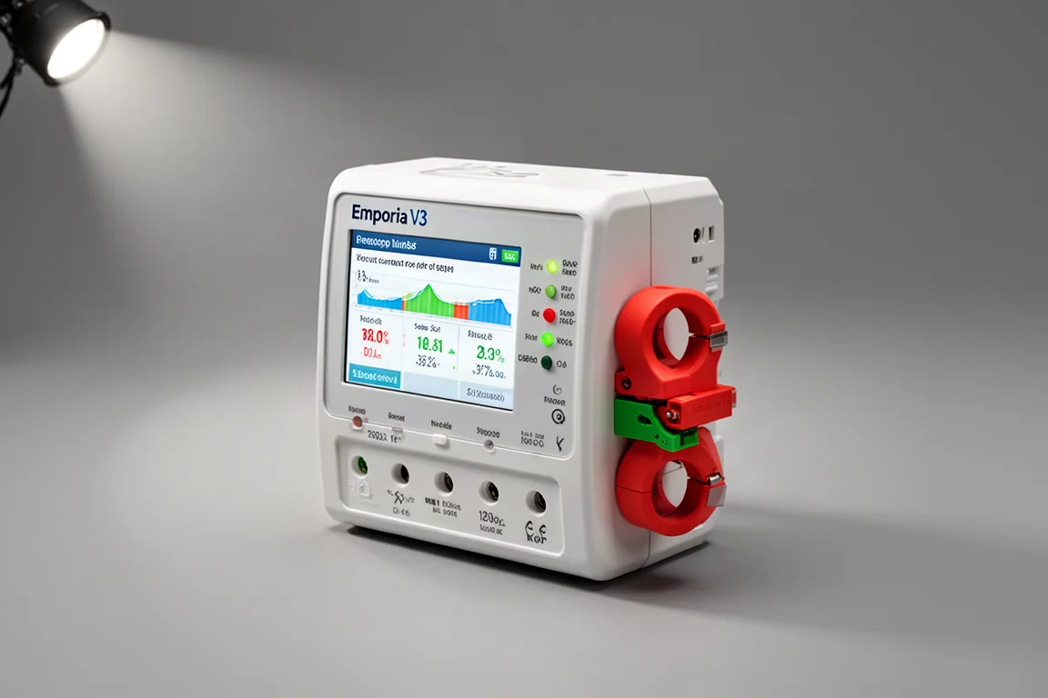 Smart home energy monitoring devices arranged on a concrete surface
