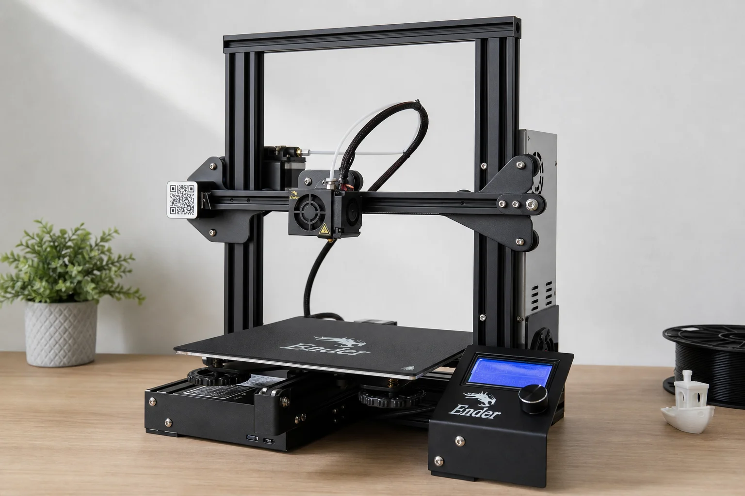 Ender 3 Pro 3D printer on neutral background