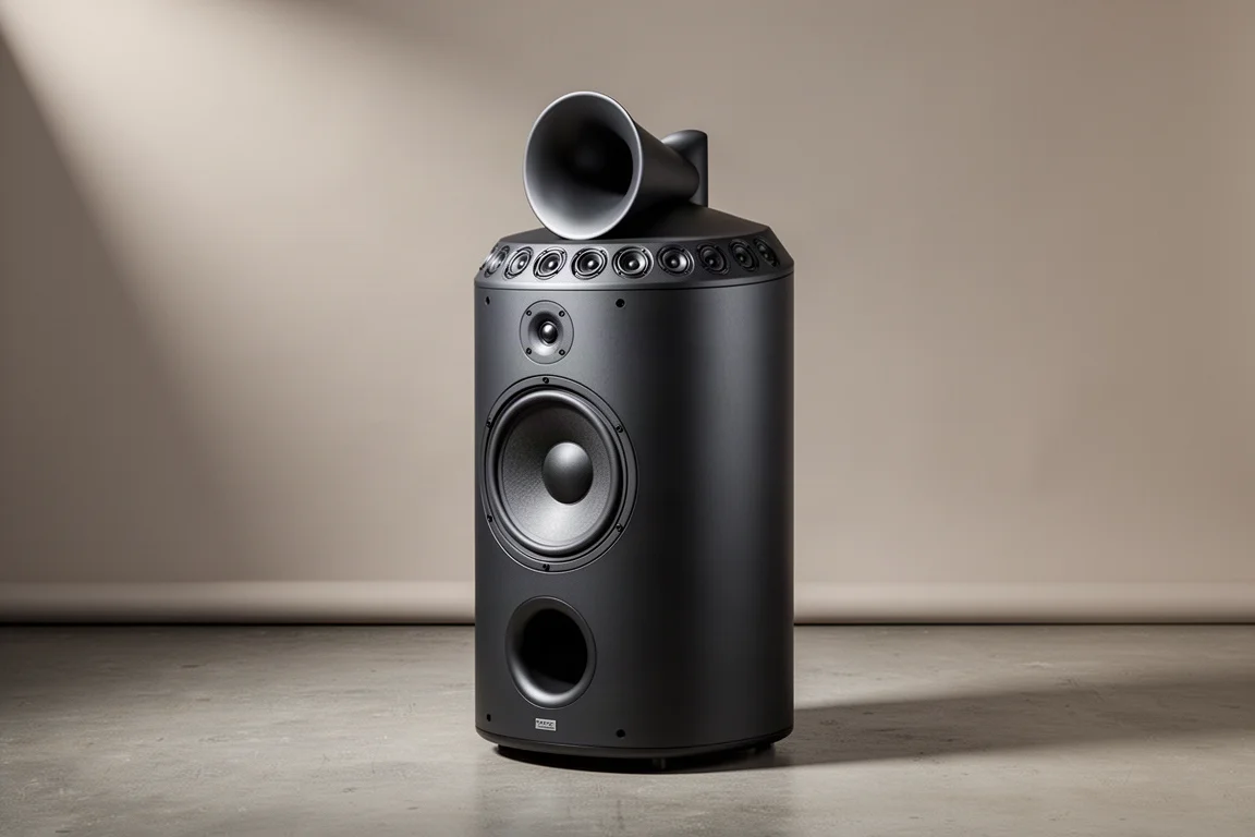 Endow Audio Seven Riviera Seven loudspeaker with top waveguide and front woofer